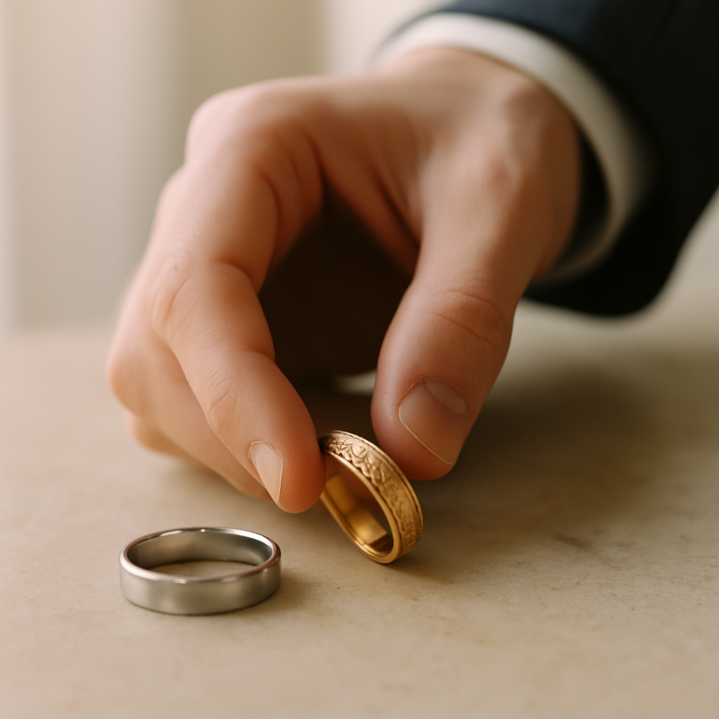 Custom men's wedding bands Omaha displayed in a fine jewelry showroom