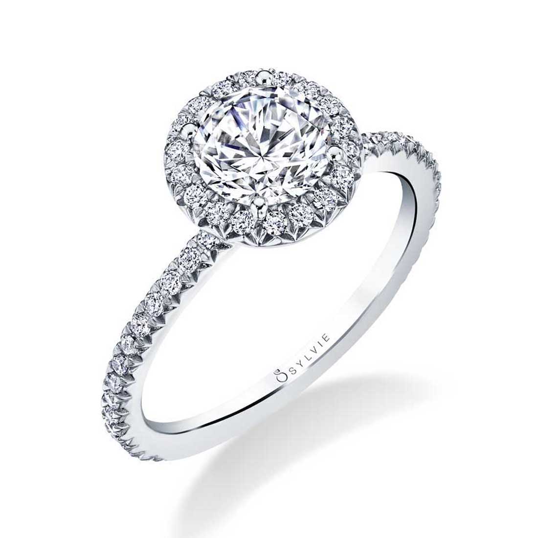 Cushion Cut Classic Halo Engagement Ring - Olivia - Sylvie Jewelry