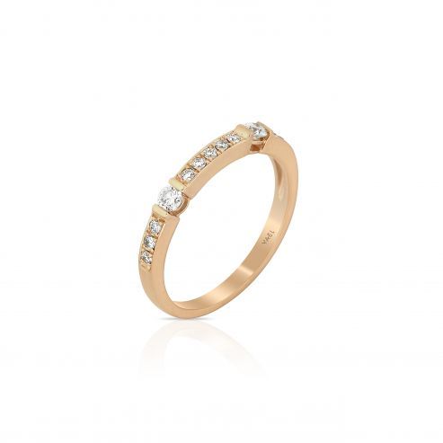 XENA-YELLOW GOLD DIAMOND STACAKBLE BAND