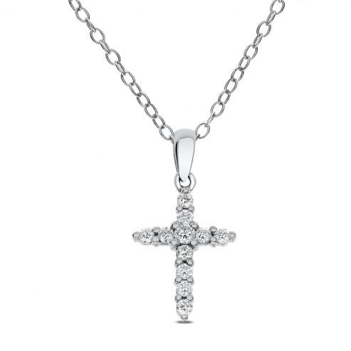 WHITE GOLD DIAMOND CROSS NECKLACE
