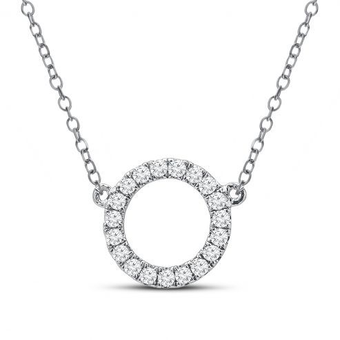 WHITE GOLD NECKLACE WITH CIRCLE PENDANT