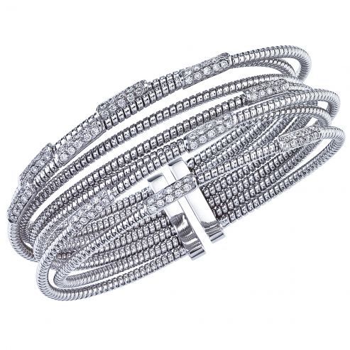 White Gold Multi-Row Cuff Bracelet