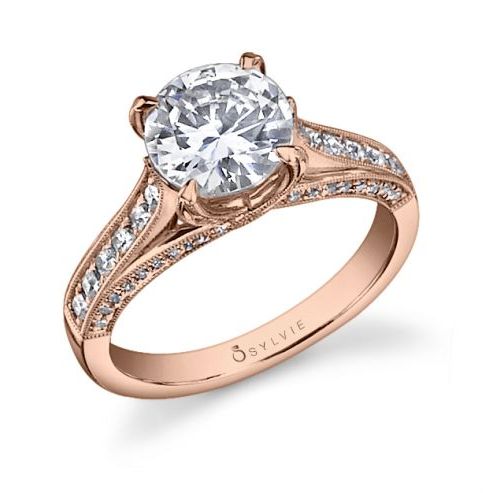 ENGAGEMENT RING WITH DIAMONDS ON PRONG