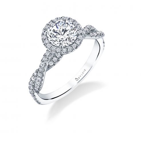 AVA - MODERN SPIRAL ENGAGEMENT RING WITH HALO