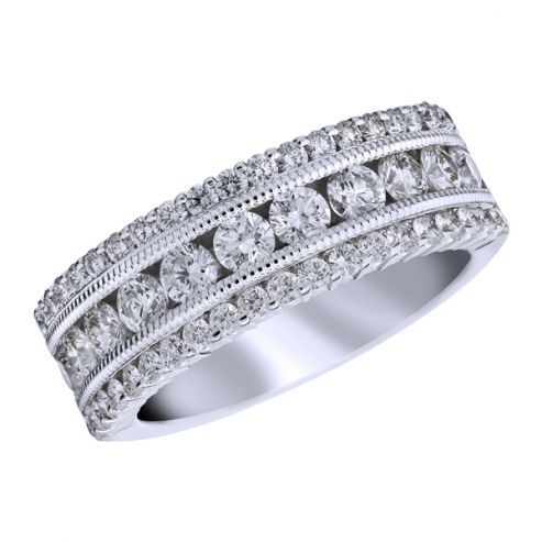 White Gold Three Row Diamond Band