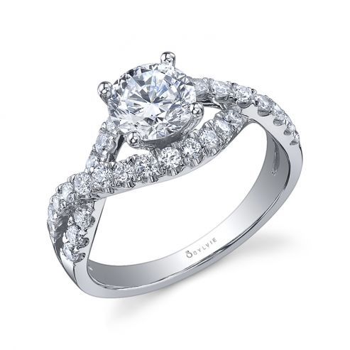 WHITE GOLD TWISTED SHANK ENGAGEMENT RING