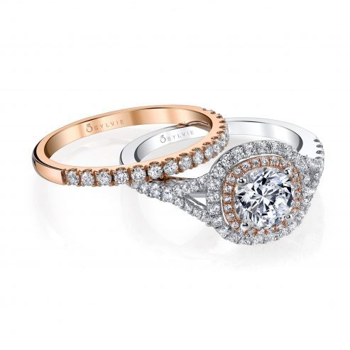 ROSE - ROUND DOUBLE HALO ENGAGEMENT RING