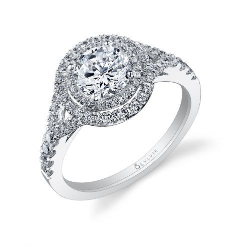 ROSE - ROUND DOUBLE HALO ENGAGEMENT RING